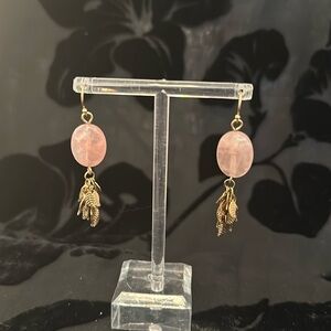 J.Jill Rose Quartz Gold tone Earrings New